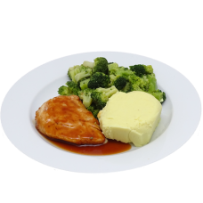 Varkenshaas Pepersaus Broccoli met saus Aardappelen gekookt